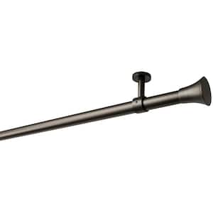 63 in. Intensions Single Curtain Rod Kit in Anthracite with Saxo Finials and Ceiling Brackets