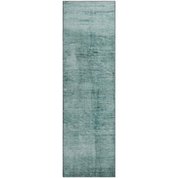 Mayfield Premium Machine Washable Abstract AMF1884 Teal 2 ft. 3 in. x 7 ft. 6 in. Runner Rug
