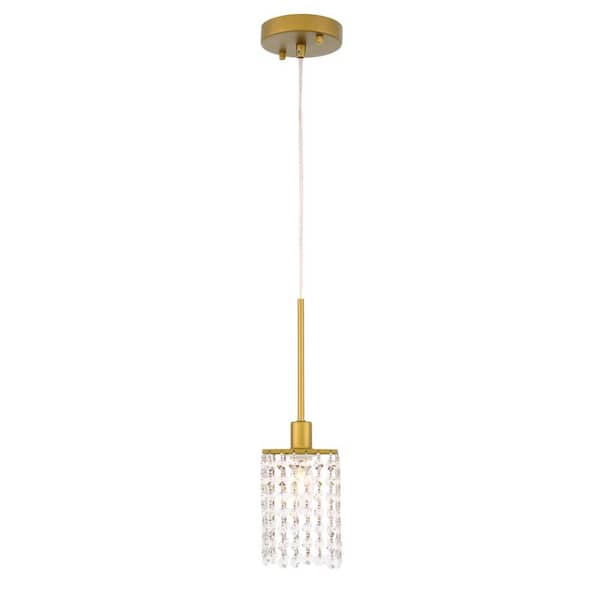 Unbranded Timeless Home 4.7 in. 1-Light Brass And Clear Pendant Light, Bulbs Not Included