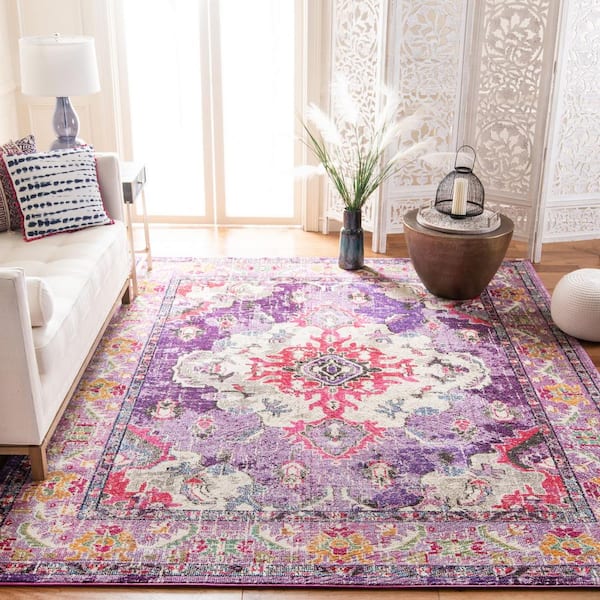 Monaco 9 ft. x 12 ft. Violet/Fuchsia Border Area Rug