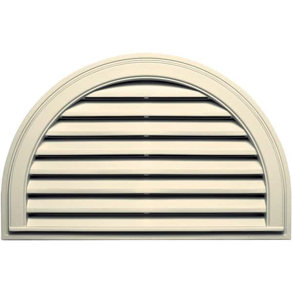 Builders Edge 34.1875 in. x 22.128 in. Half Round Beige/Bisque Plastic Weather Resistant Gable Louver Vent