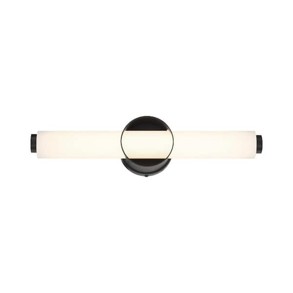 Eurofase Santoro 19.5 in. 20-Watt 1-Light Black Integrated LED Vanity Light Bar with Opal Glass Shades