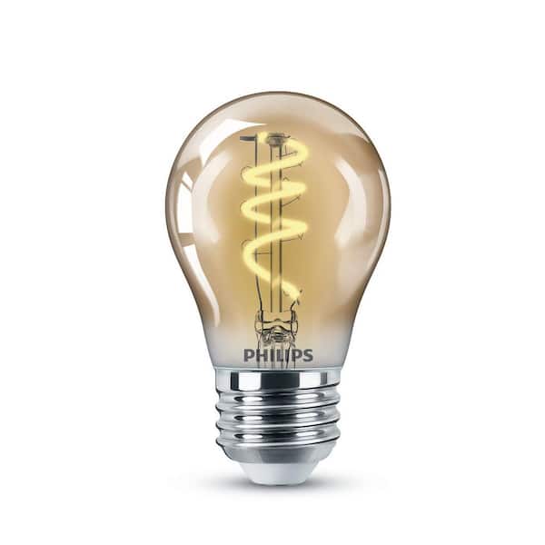 snap Besøg bedsteforældre nederlag Philips 25-Watt Equivalent A15 Spiral Filament E26 Base LED Vintage Edison LED  Light Bulb 2000K Amber (1-Pack) 565655 - The Home Depot