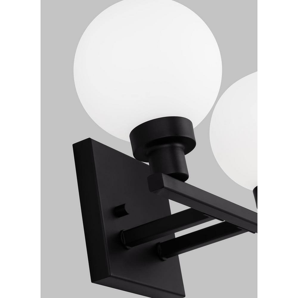 Clybourn Midnight Black 2-Light Vanity with Milk Glass Shade