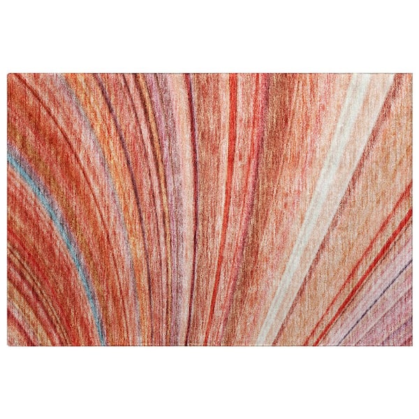 Dream Shag Premium Machine Washable Abstract ADS585 Terracotta 3 ft. x 4 ft. Area Rug