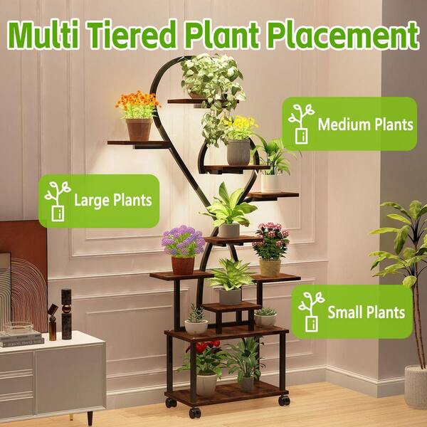 CSC DECOR INC 65 in. H Walnut Heart-Shaped MDF Indoor Plant Stand
