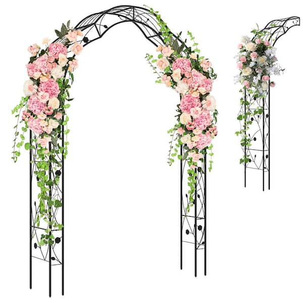 Unbranded Garden Arbor Heavy Duty Galvanized Steel Arbor w/ 7 Sizes and Metal Flower Leaf Decoration