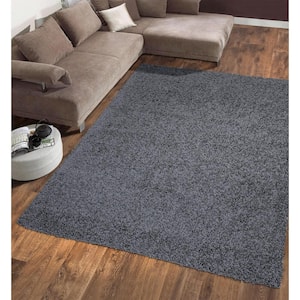 Arizona Collection Non-Slip Rubberback Solid Soft Gray 5 ft. x 7 ft. Indoor Area Rug