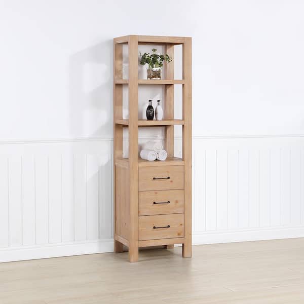 León 21.7 in. W x 15.7 in. D x 72 in. H Brown Storage Linen Cabinet for Bathroom, Kitchen and Living Room