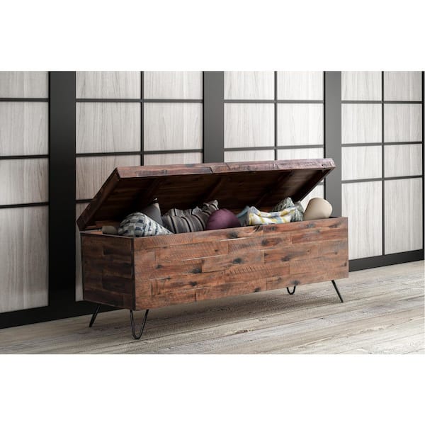 Devonshire Acacia Wood 17 x 15 x 46 in. Storage Bench