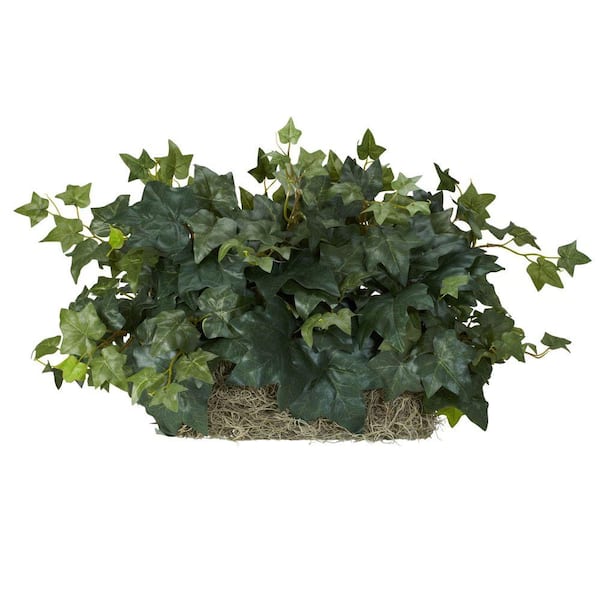 Nearly Natural Indoor 12 in. ArtificialH Green Ivy Ledge Plant (Set on Foam) Silk Plant