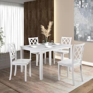 Manheim 5-Piece Rectangle White Solid Wood Top Dining Room Set Seats 4