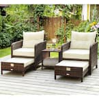 PamaPic 5-Piece Wicker Patio Furniture Set Outdoor Patio Chairs with  Ottomans Beige BT-JD5-WH3 - The Home Depot