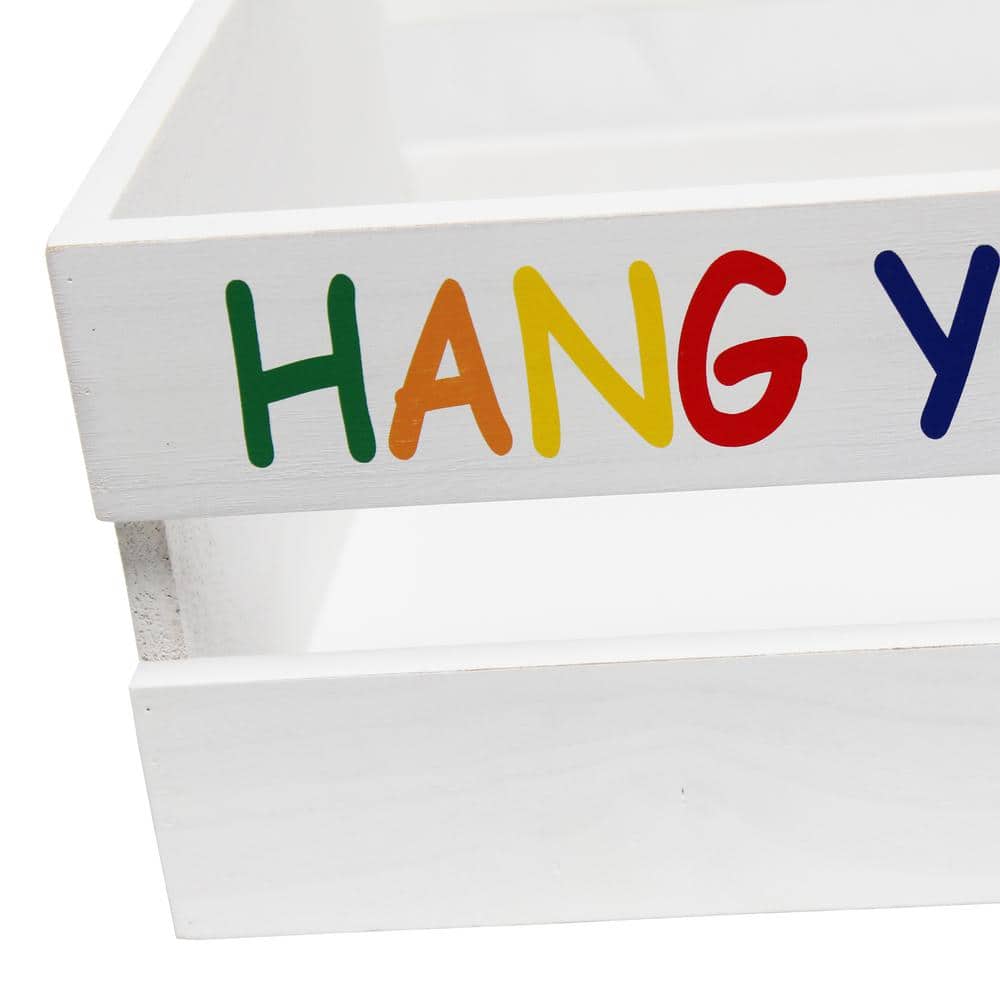 White Wash Nautical Wood Three Piece Bathroom Set with Colorful Text