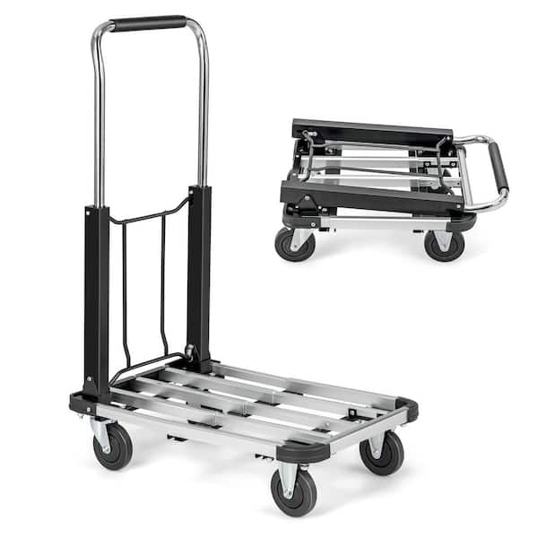 ANGELES HOME 330 lb. Folding Hand Truck Aluminum Utility Dolly Platform Cart with Extendable Base