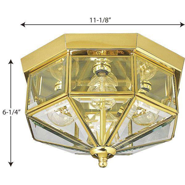 Richmond Hill Polished Brass Beveled Glass 4-Light Flush Mount