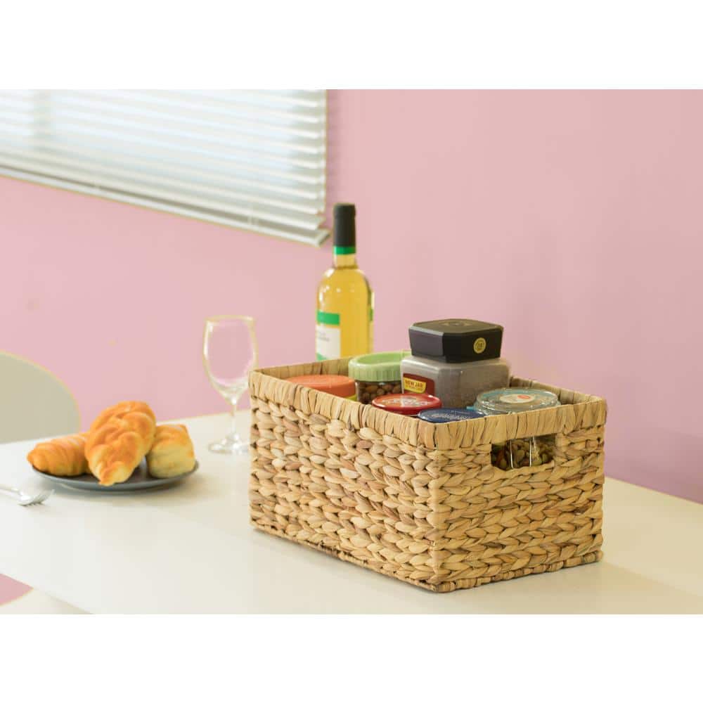 Medium Natural Woven Water Hyacinth Wicker Storage Bin
