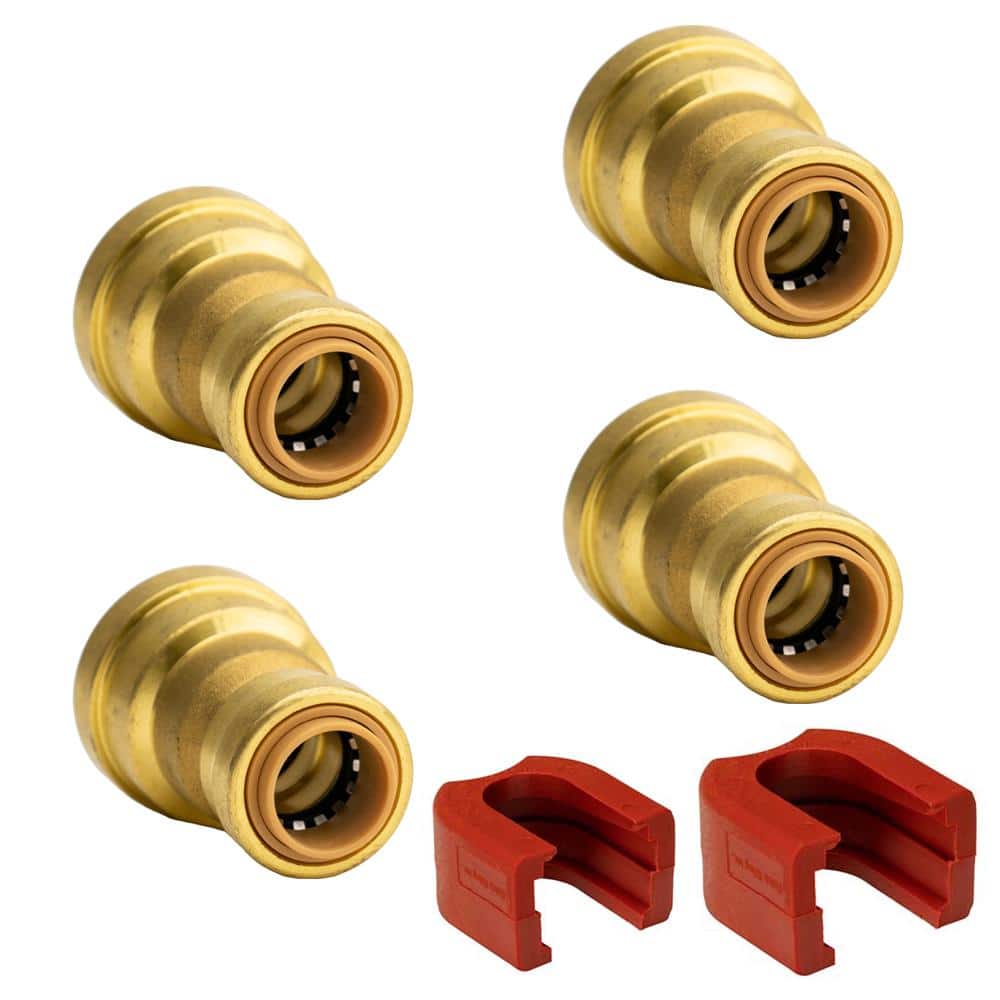 3/4 in. x 1/2 in. Push-to-Connect Brass Reducing Coupling Fitting with SlipClip Release Tool (4-Pack) price history on PriceWatchPro