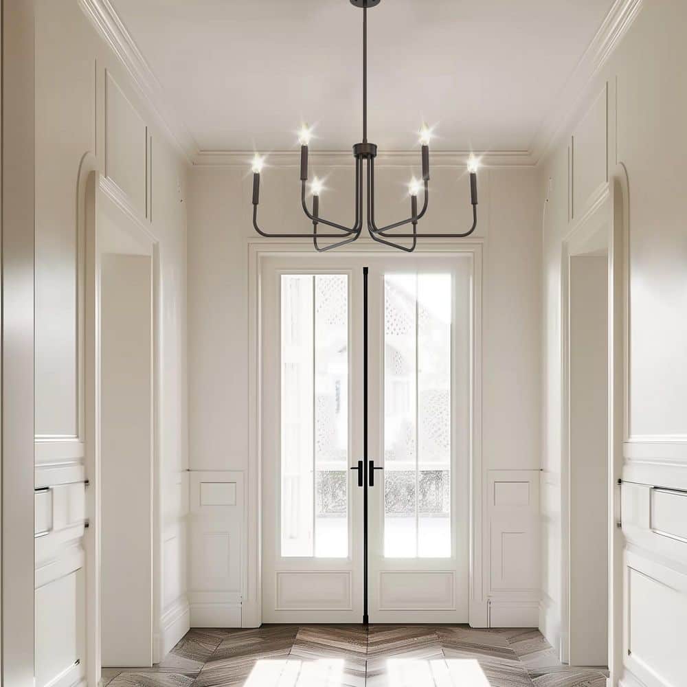 28 in. 6-Light Oil Rubbed Bronze Farmhouse Chandelier, Rustic Candle Ceiling Light, Adjustable Height for Dining Room price history on PriceWatchPro