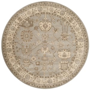Royalty Silver/Cream 7 ft. x 7 ft. Round Border Area Rug