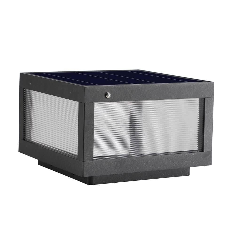 Outdoor Solar Light, 8 in. Black Dusk to Dawn Outdoor Solar Powered Garden 
