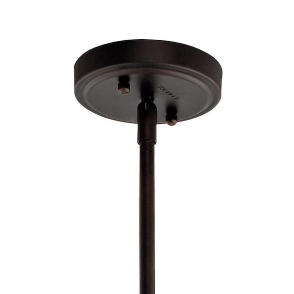 Everly 19.75 in. 1-Light Olde Bronze Transitional Shaded Kitchen Bell Pendant Hanging Light with Clear Seeded Glass