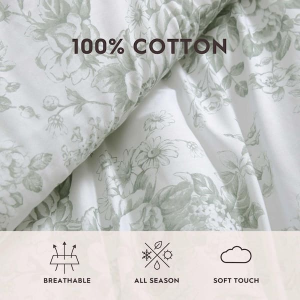 Laura Ashley Toile Delight 6-Piece Mist Green Cotton King