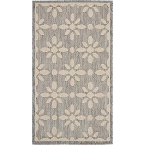 Palamos Grey 2 ft. x 4 ft. Geometric Contemporary Indoor/Outdoor Area Rug