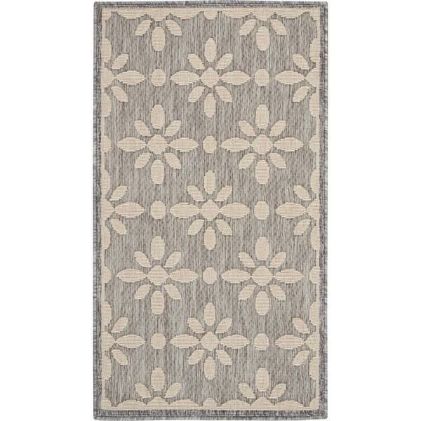 Home Decorators Collection Palamos Grey Doormat Doormat 2 ft. x 4 ft. Geometric Contemporary Indoor/Outdoor Patio Area Rug