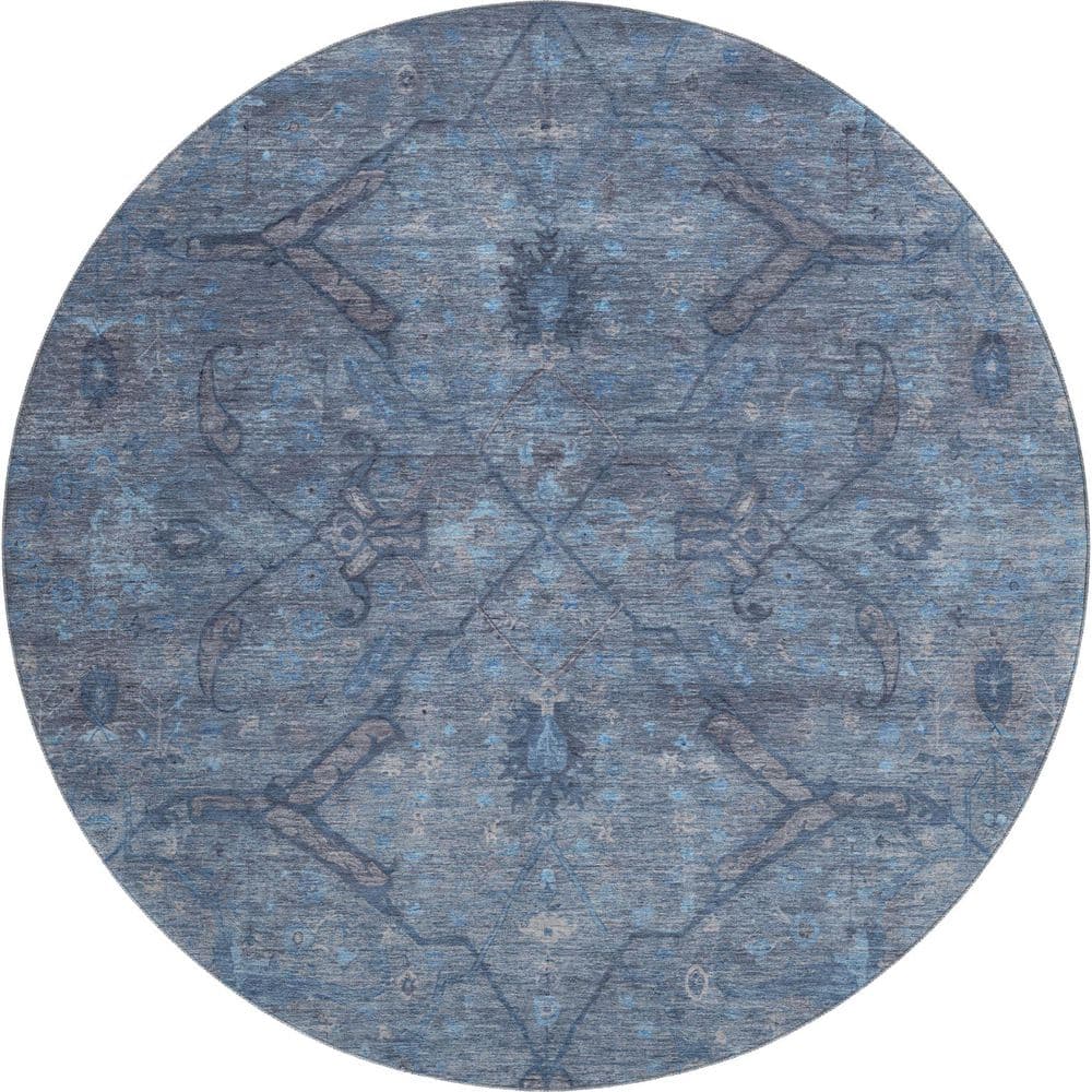 Mayfield Premium Machine Washable Abstract AMF2299 Blue 8 ft. x 8 ft. Round Rug price history on PriceWatchPro