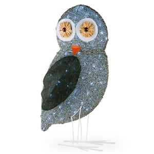 37 in. Fuzzy Fabric Owl with 105 Cool White LED Lights