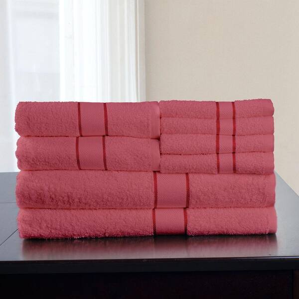 Lavish Home 100% Cotton Bath Towel Set in Rose (8-Piece)