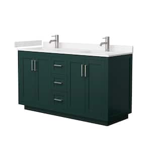 Miranda 60 in. W x 22 in. D x 33.75 in. H Double Bath Vanity in Green with Carrara Cultured Marble Top