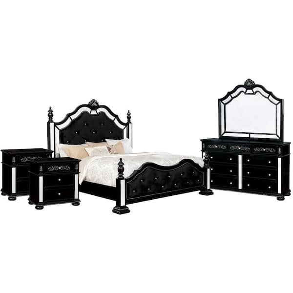 Unbranded Ava 5-Piece Black Wood Frame Queen Platform Bed