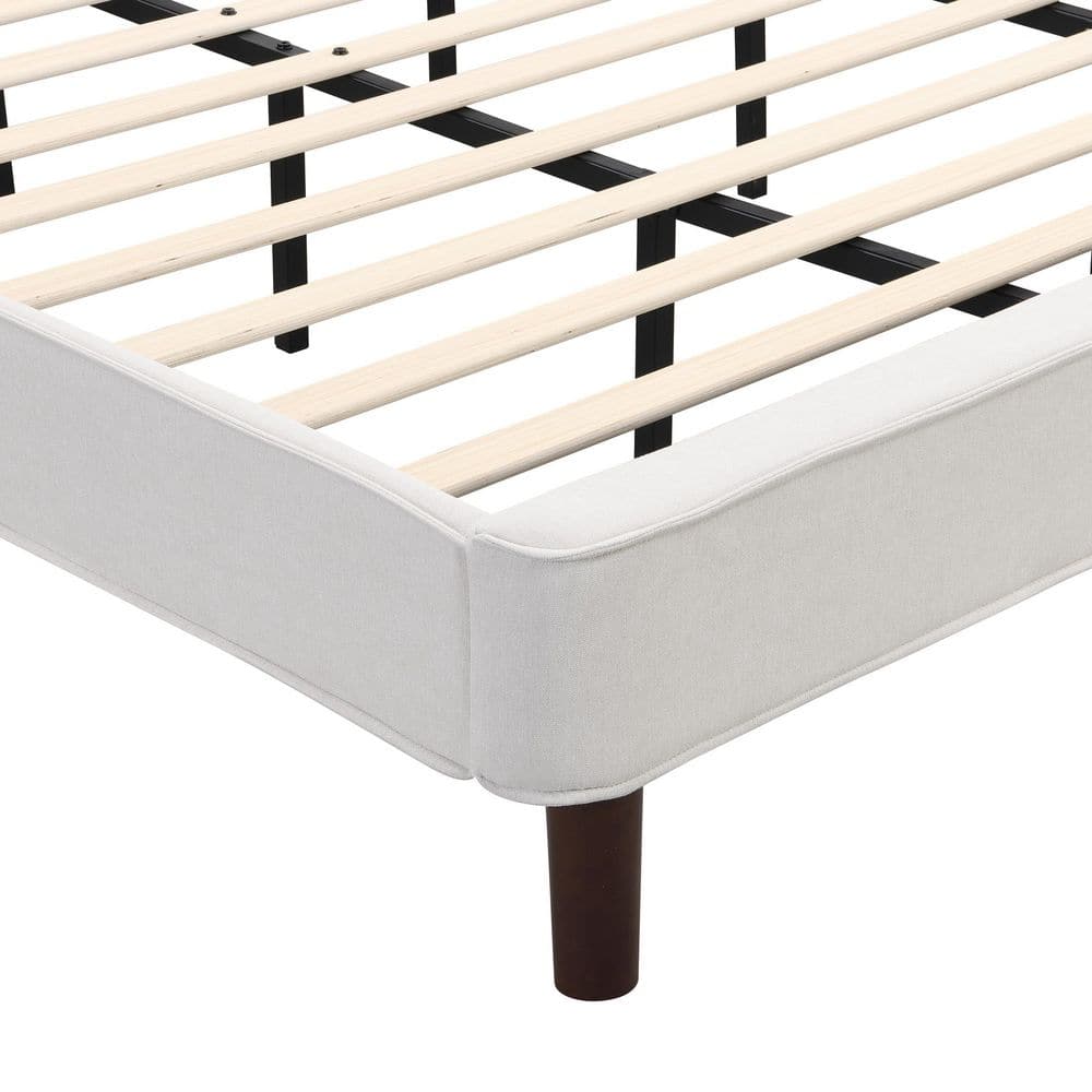 Core Beige Upholstered Wood Frame California King Size Platform Bed with Wingback Headboard - thumbnail 6