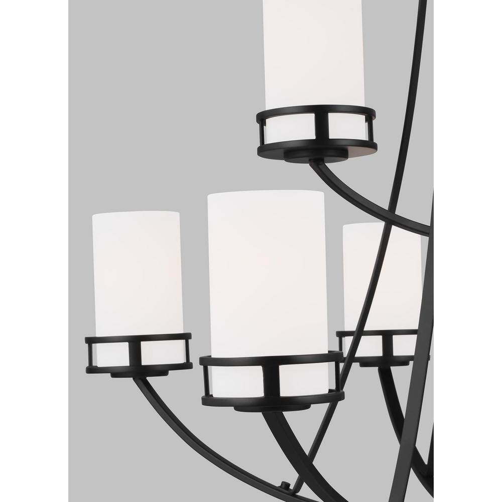Robie Midnight Black 9-Light Etched Glass Chandelier