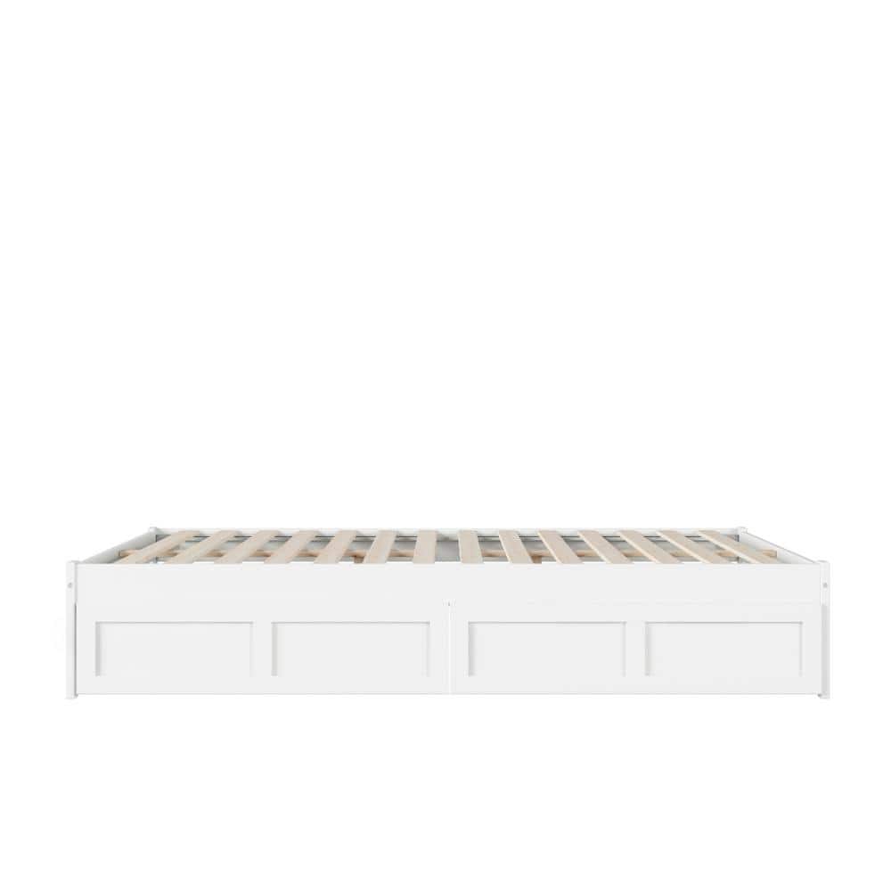 Colorado Queen Platform Bed with USB Charging and Dual Storage Drawers in White