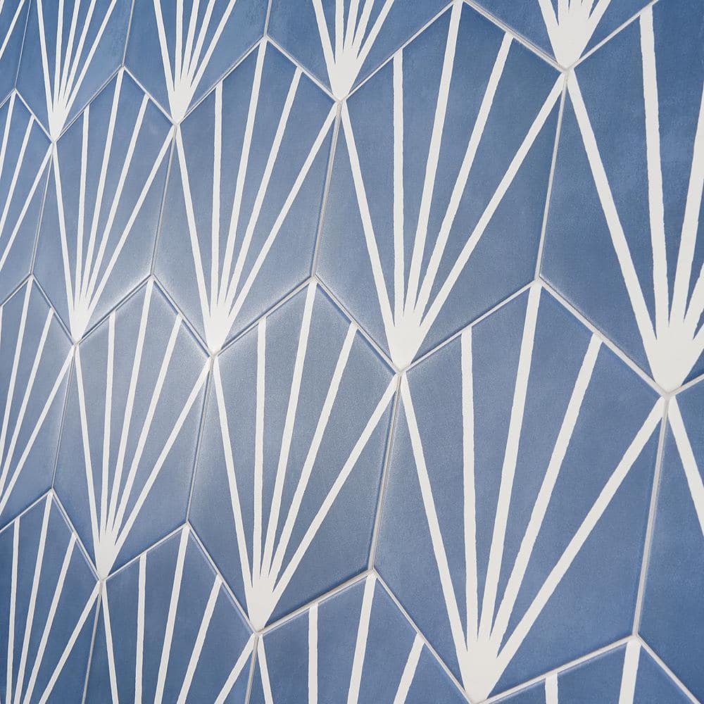Blue and White Hexagon Matte Porcelain Tile for Floors and Walls