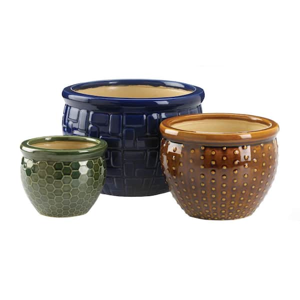 Zingz & Thingz 12 in., 8.75 in., 6.25 in. Designer Trio Ceramic Plant (Set of 3)