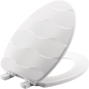 Sta-title Slow Close Lift-Off Sculptured Elongated Closed Front Toilet Seat in White