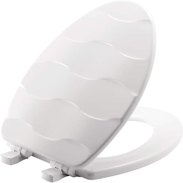 Mayfair Sta-title Slow Close Lift-Off Sculptured Elongated Closed Front Toilet Seat in White