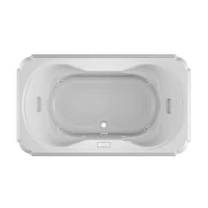 MARINEO 72 in. x 42 in. Rectangular Whirlpool Bathtub with Center Drain in White