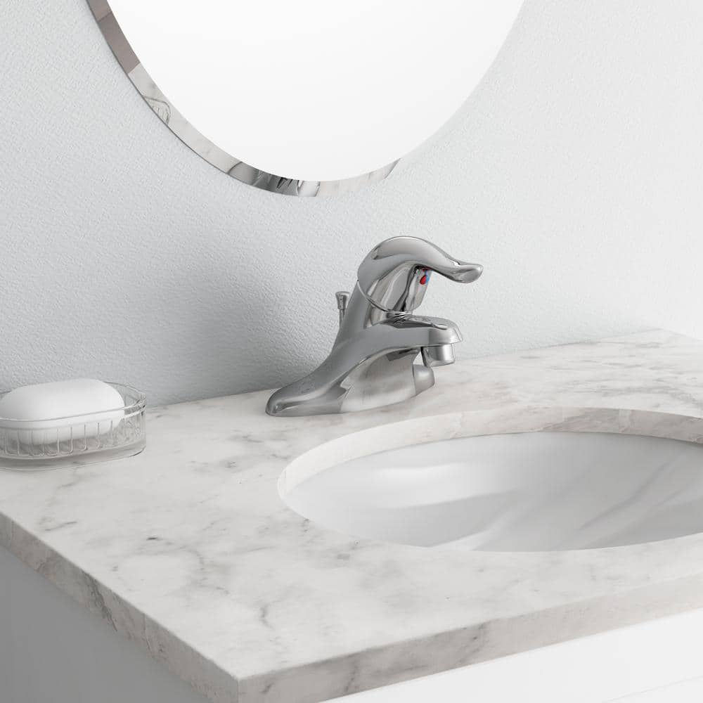 Sleek Chrome Modern Centerset Bathroom Faucet with Ceramic Disc Valve