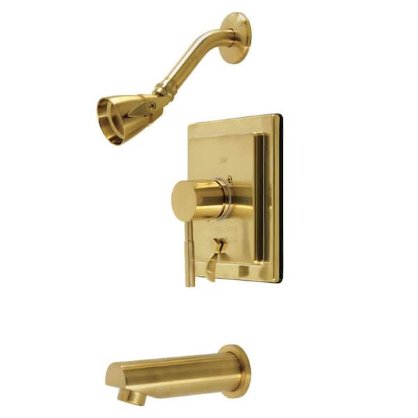 Kingston Brass Concord Single Handle 1-Spray Tub and Shower Faucet 1.8 GPM with Corrosion Resistant in. Brushed Brass