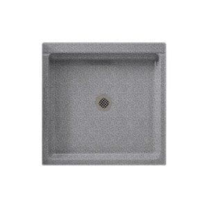 42 in. L x 42 in. W Alcove Shower Pan Base with Center Drain in Gray Granite