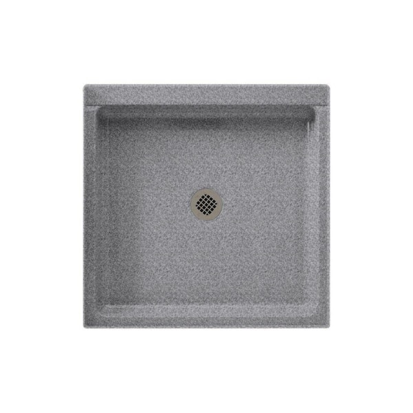 Swan 42 in. L x 42 in. W Alcove Shower Pan Base with Center Drain in Gray Granite