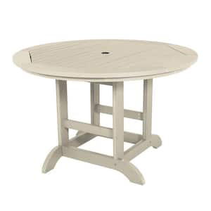 Highwood Coastal Teak Round Recycled Plastic Outdoor Dining Table AD DRT48 CGE The Home Depot