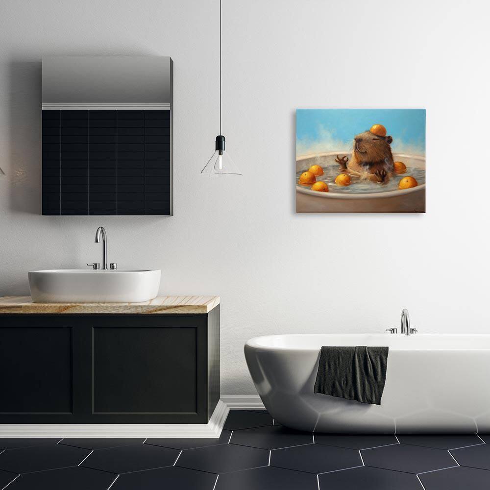Capybara in Orange Bath by Lucia Heffernan Unframed Animal Graphic Art Print 24 in. x 30 in. price history on PriceWatchPro