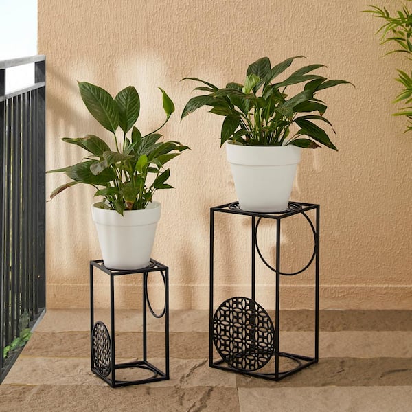 Glitzhome 17 in. H Black Iron Wire Rectangular Nesting Planter