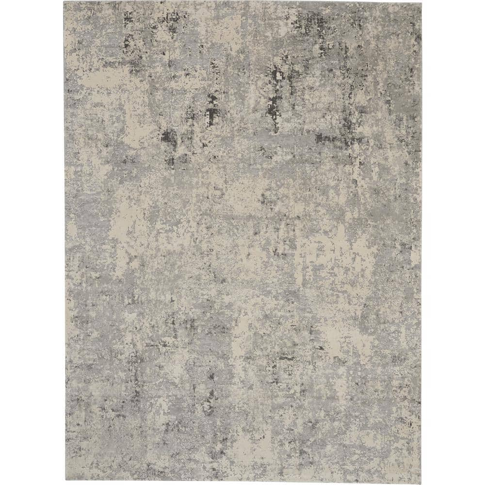 Nourison Rustic Textures Grey/Beige 9 ft. x 13 ft. Abstract Contemporary Area Rug